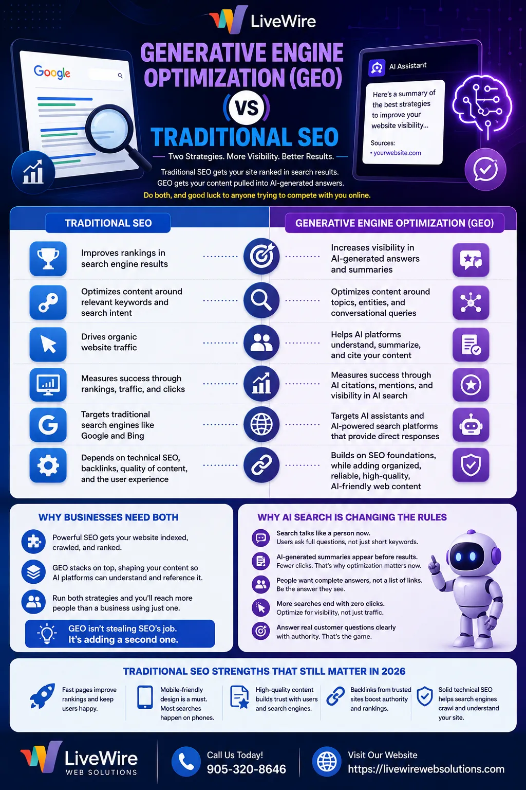 llm-seo-vs-traditional-seo-2026 LLM SEO vs Traditional SEO infographic for AI search optimization in 2026